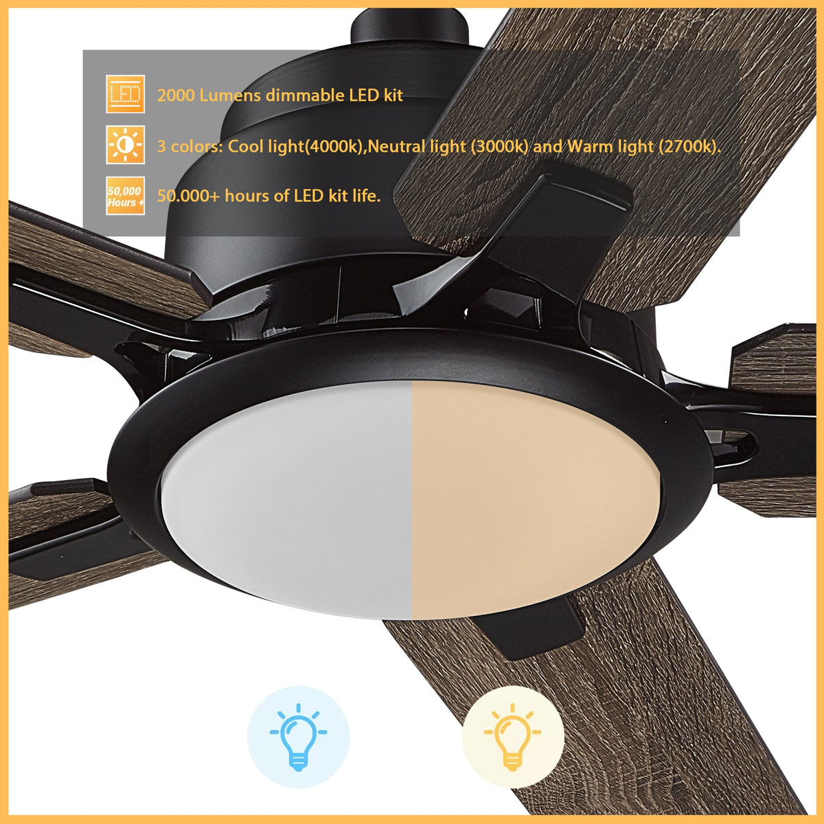 ESPEAR 56 inch 5-Blade Smart Ceiling Fan with LED Light & Remote