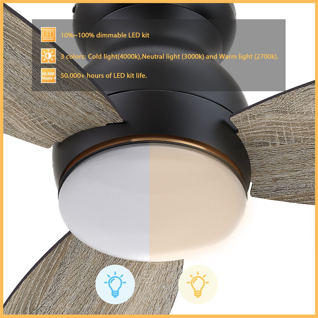 TRENTO 60 inch 3-Blade Flush Mount Smart Ceiling Fan with LED Light & Remote