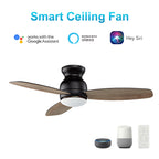 TRENTO 60 inch 3-Blade Flush Mount Smart Ceiling Fan with LED Light & Remote