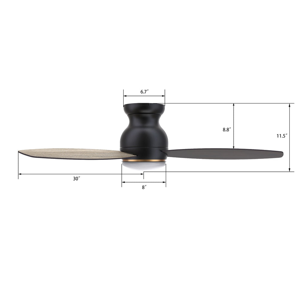 TRENTO 60 inch 3-Blade Flush Mount Smart Ceiling Fan with LED Light & Remote