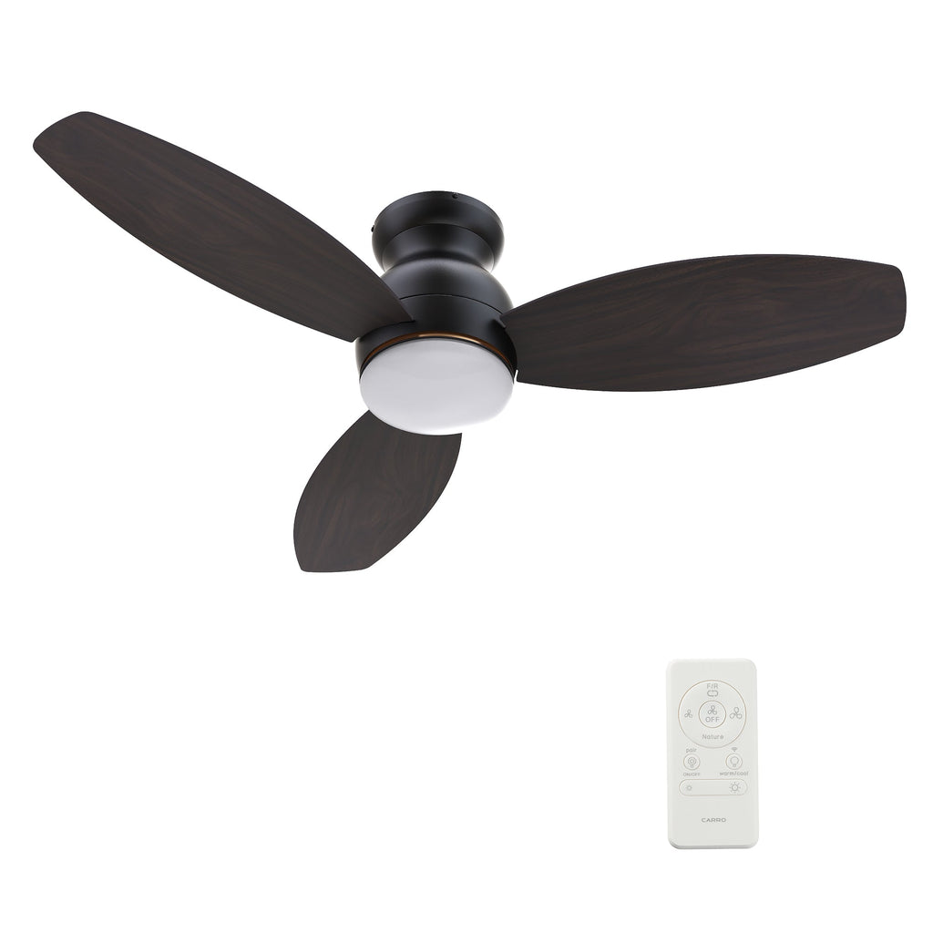 Carro TRENTO 60 inch 3-Blade Smart Ceiling Fan with LED Light Kit & Remote- Black/Walnut & Light Wood (Reversible Blades)