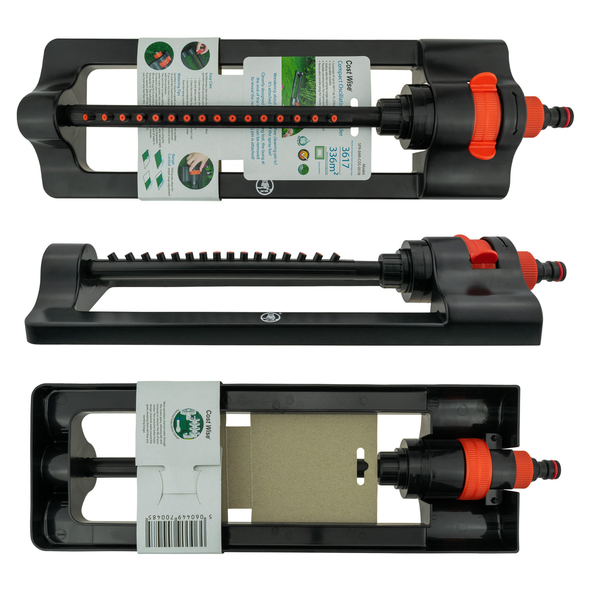 Oscillating Sprinkler Cost Wise Black Orange