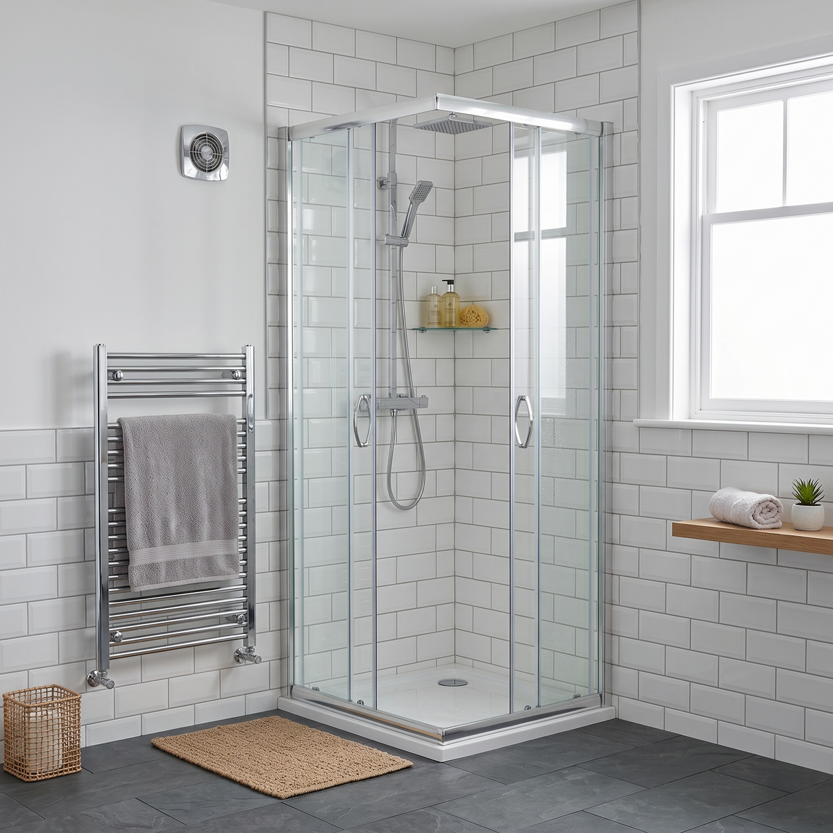 Foundry 5mm Glass Corner Entry Shower Enclosure - Chrome