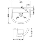Moral Curved Semi Recessed Basin - 400mm Wide - 1 TH - White