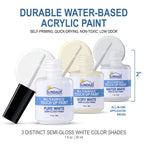Semi-Gloss White Touch-Up Paint Pen Kit - Wall, Kitchen Cabinet, Furniture, Wood Door Touch Up - 3 Color Shades, Instantly Repair & Restore Scratches, Chips, Stains - Mix Perfect Color Match