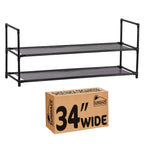 2 Tier Shoe Organizer, Sturdy Long Shoe Rack for Closet, Bedroom, Entryway, Garage, Non Woven Fabric Shelf, Black, Holds Up to 10 Pairs