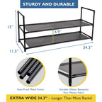 2 Tier Shoe Organizer, Sturdy Long Shoe Rack for Closet, Bedroom, Entryway, Garage, Non Woven Fabric Shelf, Black, Holds Up to 10 Pairs