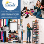 8 Tier Shoe Organizer, Sturdy Tall Shoe Rack for Closet, Bedroom, Entryway, Garage, Non Woven Fabric Shelf, Black, Holds Up to 40 Pairs