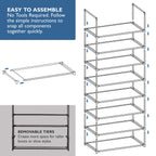 8 Tier Shoe Organizer, Sturdy Tall Shoe Rack for Closet, Bedroom, Entryway, Garage, Non Woven Fabric Shelf, Black, Holds Up to 40 Pairs