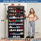 10 Tier Shoe Organizer, Sturdy Tall Shoe Rack for Closet, Bedroom, Garage, Non Woven Fabric Shelf, Black, Holds Up to 50 Pairs