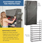 10 Tier Shoe Organizer, Sturdy Tall Shoe Rack for Closet, Entrance, Garage, Non Woven Fabric Shelf, Grey, Holds Up to 50 Pairs