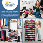 10 Tier Shoe Organizer, Sturdy Tall Shoe Rack for Closet, Entrance, Garage, Non Woven Fabric Shelf, Grey, Holds Up to 50 Pairs