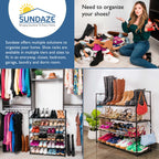 4 Tier Metal Shoe Organizer, Sturdy Long Shoe Rack for Closet, Bedroom, Entryway, Garage, Black Metal, Holds Up to 20 Pairs