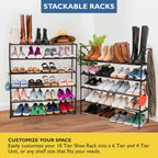 10 Tier Metal Shoe Organizer, Sturdy Tall Shoe Rack for Closet, Bedroom, Entryway, Garage, Black Metal, Holds Up to 50 Pairs
