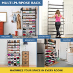 10 Tier Metal Shoe Organizer, Sturdy Tall Shoe Rack for Closet, Bedroom, Entryway, Garage, Black Metal, Holds Up to 50 Pairs