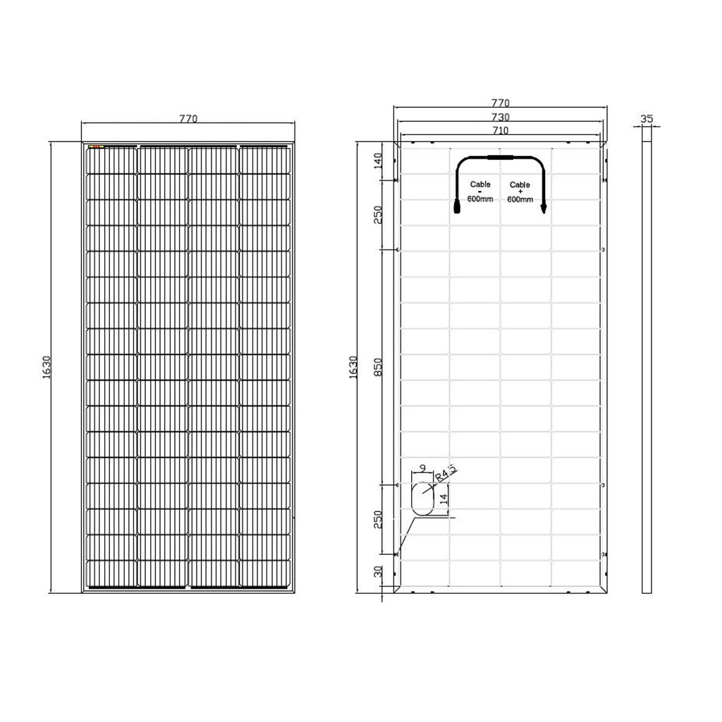 250W Bi-Facial Rigid Solar Panel