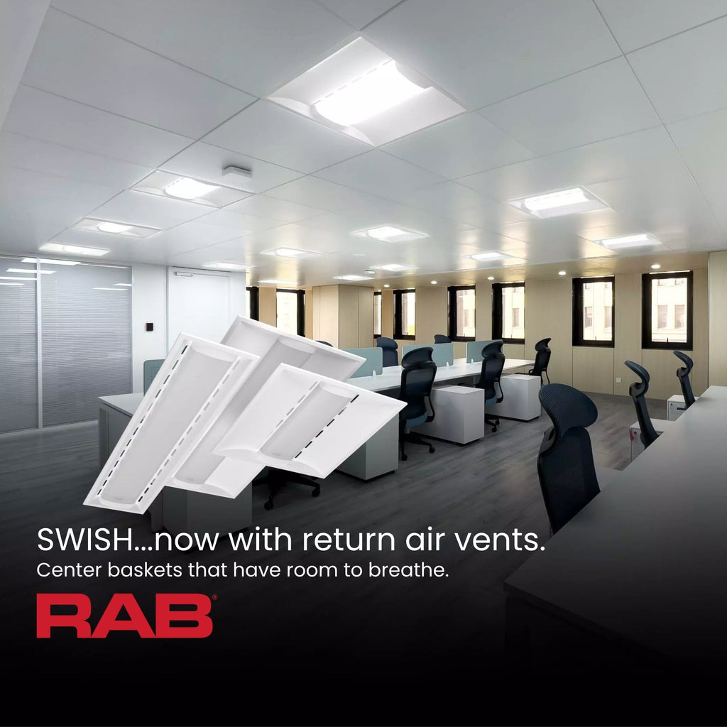 RAB SWISHAIR2X4 SWISH AIR LED Troffer — 44W/35W/26W Selectable — 3500K/4000K/5000K — White