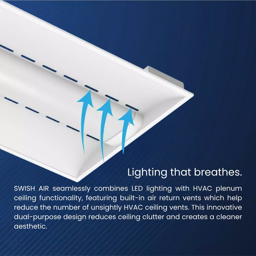 RAB SWISHAIR2X4 SWISH AIR LED Troffer — 44W/35W/26W Selectable — 3500K/4000K/5000K — White