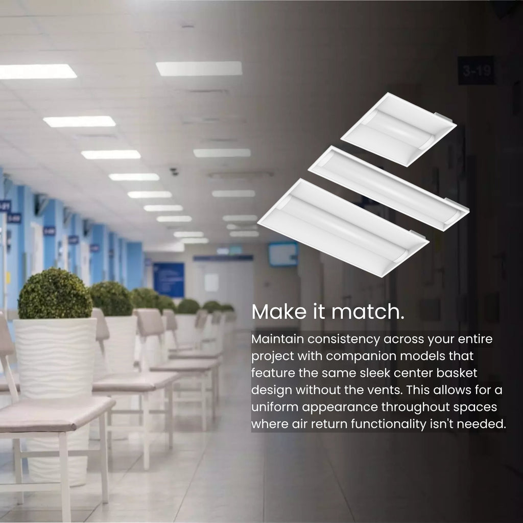 RAB SWISHAIR2X4 SWISH AIR LED Troffer — 44W/35W/26W Selectable — 3500K/4000K/5000K — White