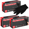 Black Nitrile Disposable Gloves, 3 Boxes of 100 - XX-Large, 4 Mil Thick - Latex and Powder Free, Textured Tips, Food Safe, Extra-Strong Protection