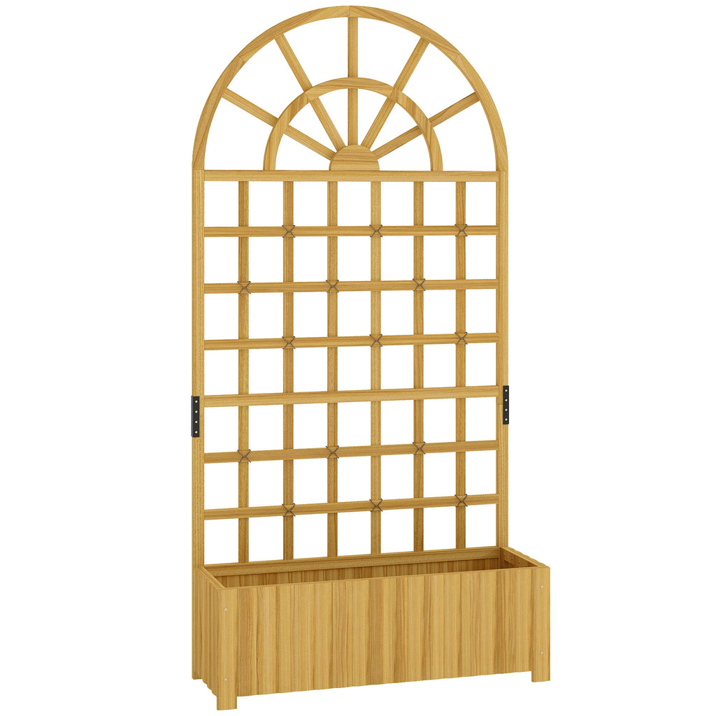 Wooden Raised Planter with Trellis, 90 x 30 x 180 cm