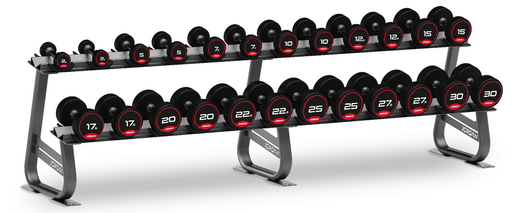 Jordan Classic Rubber Dumbbell set 2.5-30kg with New 12 Pair Rack - Best Gym Equipment
