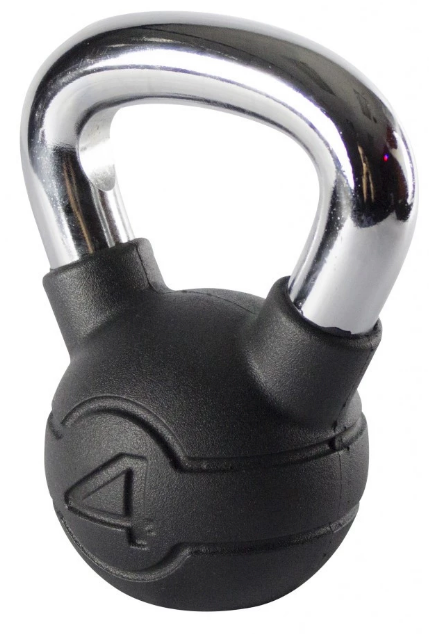 Jordan Black Rubber Covered Kettlebell with Chrome Handle (up to 24kg) - Best Gym Equipment