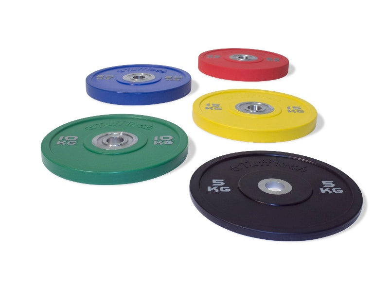 Physical Company PU Competition Bumper Plate Barbell Set - 150kg