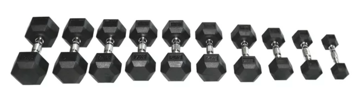 Swiss Barbell 2.5kg - 30kg Rubber Dumbbell Set