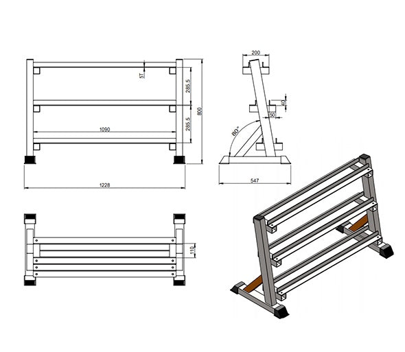 GymGear 3 Tier Hex Dumbbell Rack