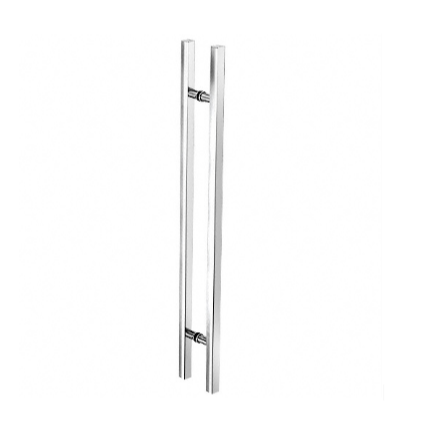 CRL Polished Stainless Glass Mounted Square Ladder Style Pull Handle with Round Mounting Posts - 60" Overall Length - 60SQRLPPS