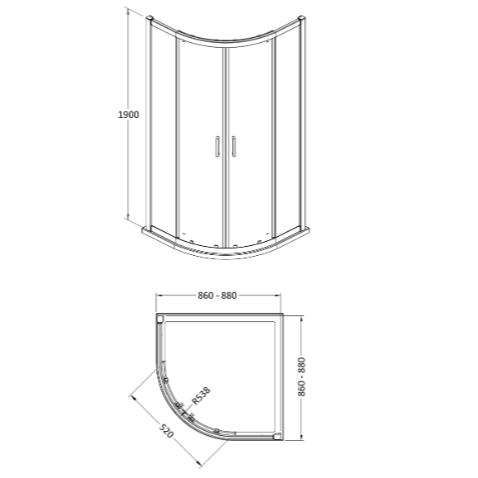 Forge Two Door 8mm Glass Quadrant Shower Enclosure