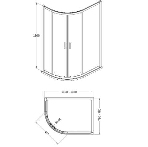 Forge Two Door 8mm Glass Offset Quadrant Shower Enclosure