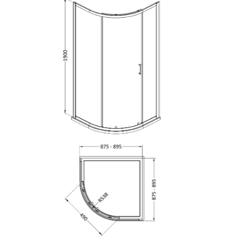 Matrix 6mm Glass Quadrant Door Shower Enclosure