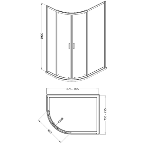 Matrix 6mm Glass 2 Door Offset Quadrant Shower Enclosure
