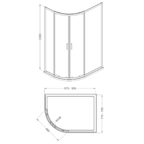 Matrix 6mm Glass 2 Door Offset Quadrant Shower Enclosure