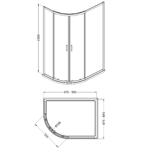Matrix 6mm Glass 2 Door Offset Quadrant Shower Enclosure