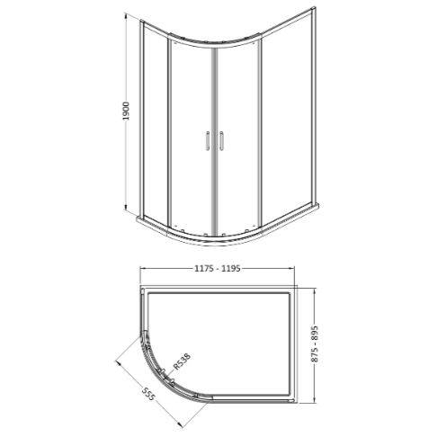 Matrix 6mm Glass 2 Door Offset Quadrant Shower Enclosure
