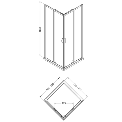 Foundry 5mm Glass Corner Entry Shower Enclosure - Chrome