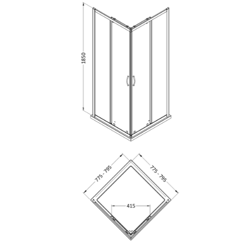 Foundry 5mm Glass Corner Entry Shower Enclosure - Chrome
