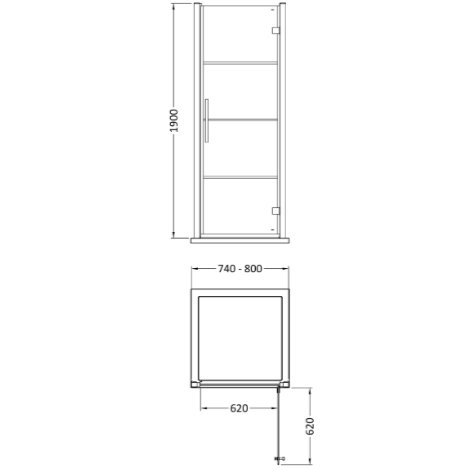Cove 8mm Glass Recessed Hinged Shower Door - Matt Black