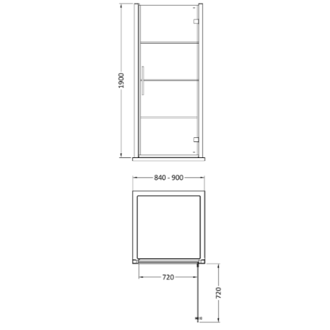 Cove 8mm Glass Recessed Hinged Shower Door - Matt Black
