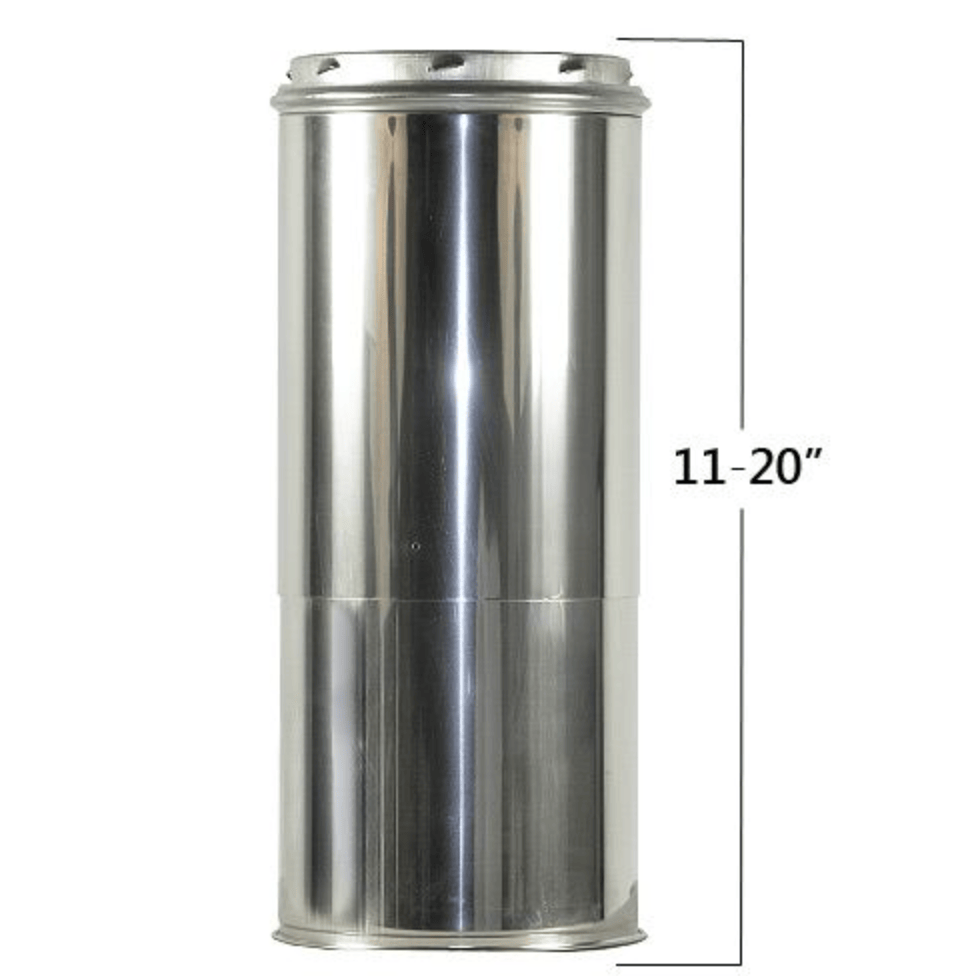 8-Inch Adjustable Chimney Pipe (11" to 20" Telescoping Length)