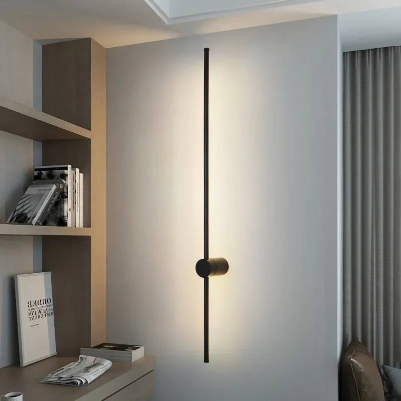 Black LED Wall Light - Warm Modern Bedroom Lounge Lamp Easy Install - Light My House