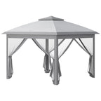 3.3 x 3.3m Pop Up Gazebo with Double Roof & Mesh Sidewalls, Grey