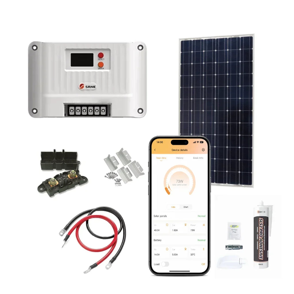 SRNE MPPT Shiner 2430 Charge Controller with Rigid Solar Panel Kit