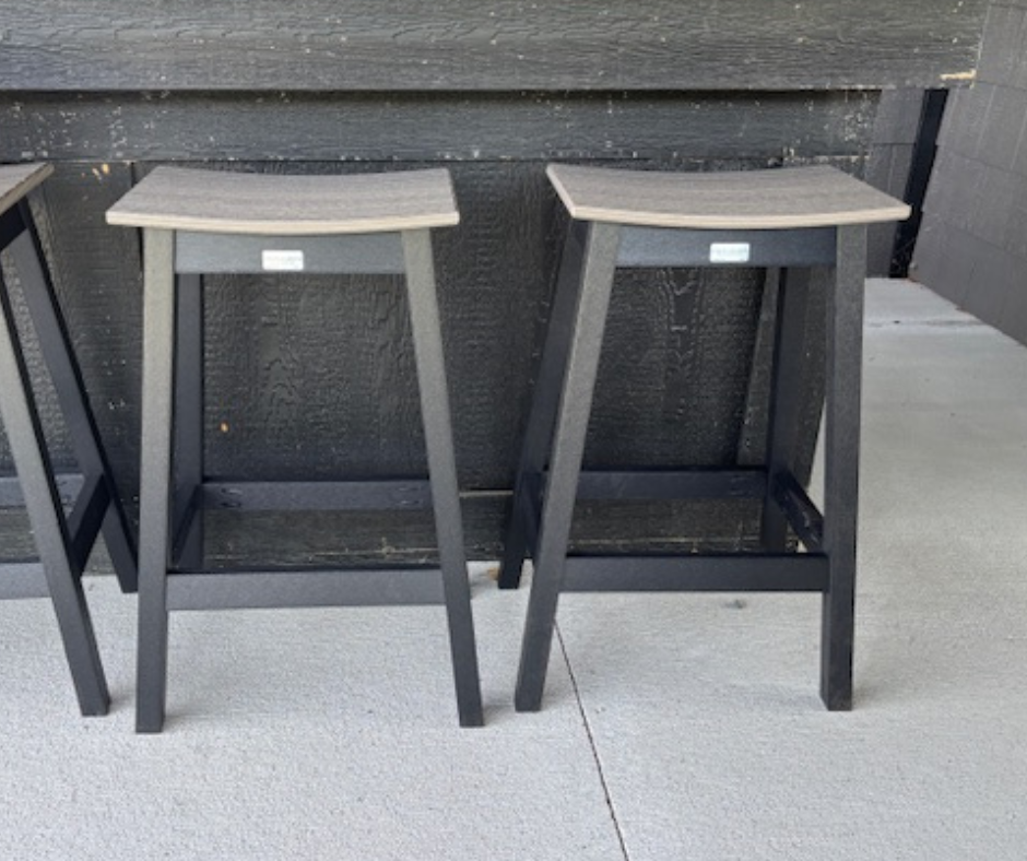 SADDLE BAR STOOL - COASTAL GRAY ON BLACK