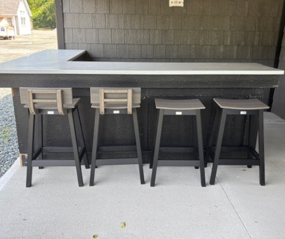 SADDLE BAR STOOL BACK KIT - COASTAL GRAY ON BLACK