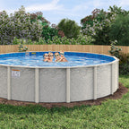 18' x 33' Oval 8" Premium Resin Frame Saltwater Friendly Semi Inground Silver Interlude Pool with In-Step & Package | 52" or 54"