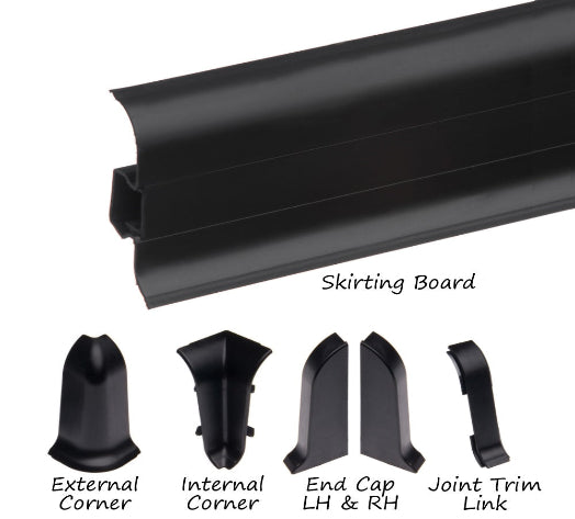A plastic skirting board designed with a wire cover feature